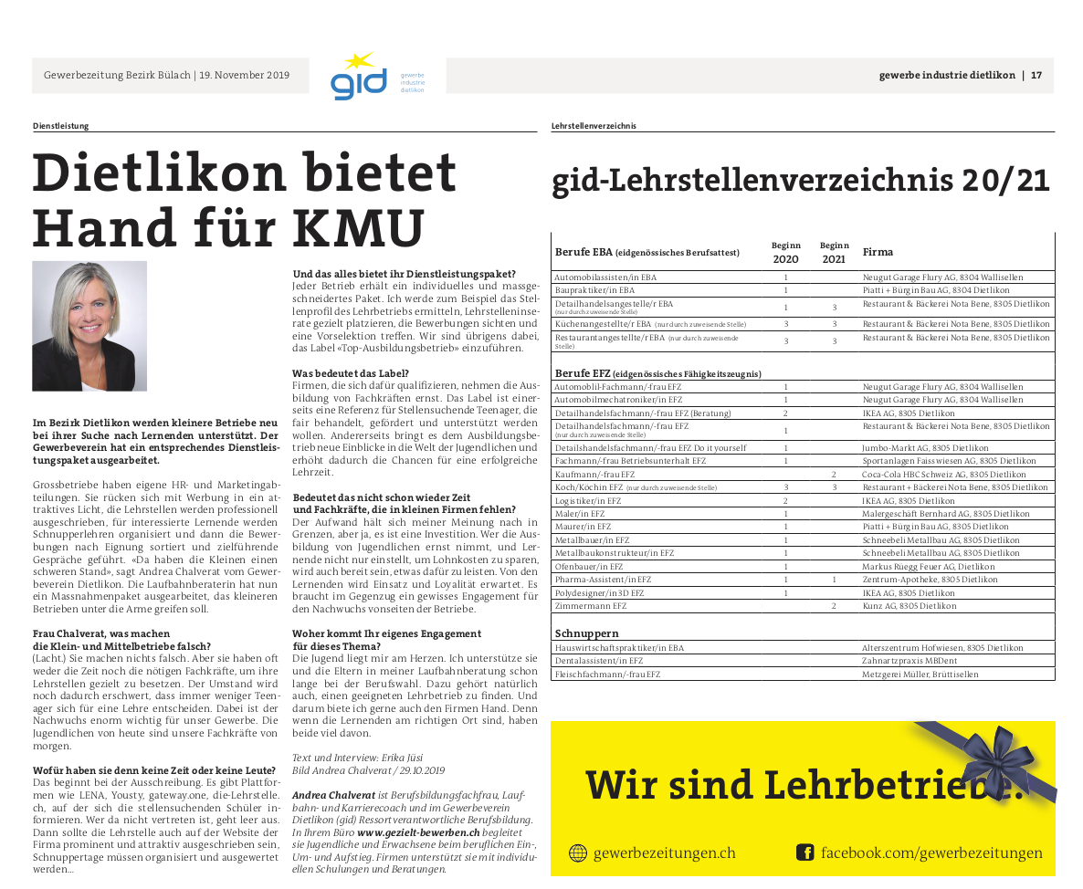 Gewerbezeitung Bülach November 2019